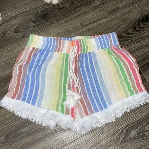Rainbow Striped Flowy Shorts